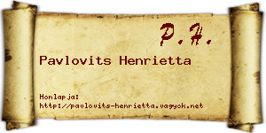Pavlovits Henrietta névjegykártya