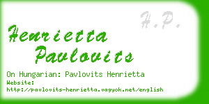 henrietta pavlovits business card